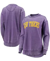 Women's Purple Lsu Tigers Vintage-Like Wash Pullover Sweatshirt