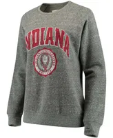 Women's Heathered Gray Indiana Hoosiers Edith Vintage-Like Knobi Pullover Sweatshirt