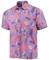 Men's Purple Clemson Tigers Vintage-Like Floral Button-Up Shirt