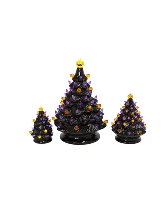 Gerson International Battery Operated Lighted Dolomite Halloween Trees with Sound Set, 3 Pieces