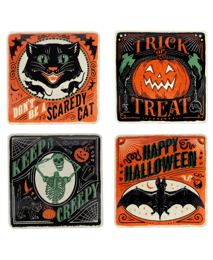 Certified International Scaredy Cat Dessert Plate, Set of 4