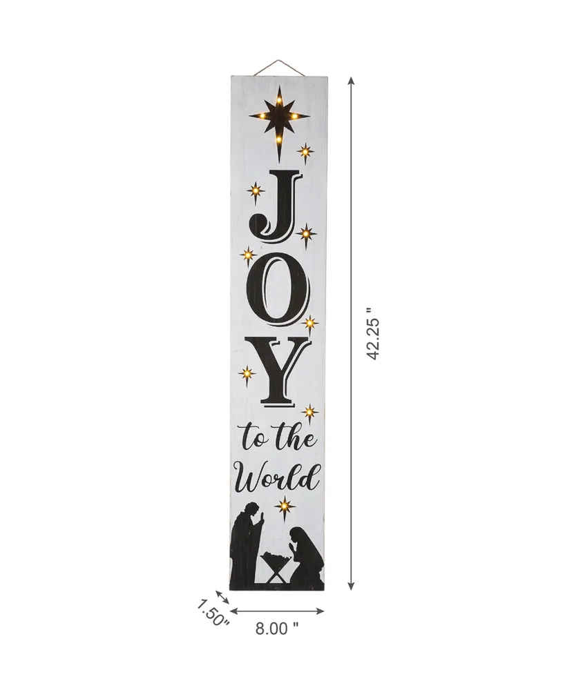Glitzhome Lighted Wooden Nativity Porch Sign, 42"