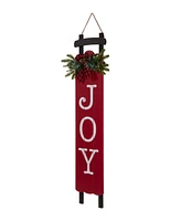 Glitzhome Lighted Wooden Sleigh Joy Porch Sign, 40"