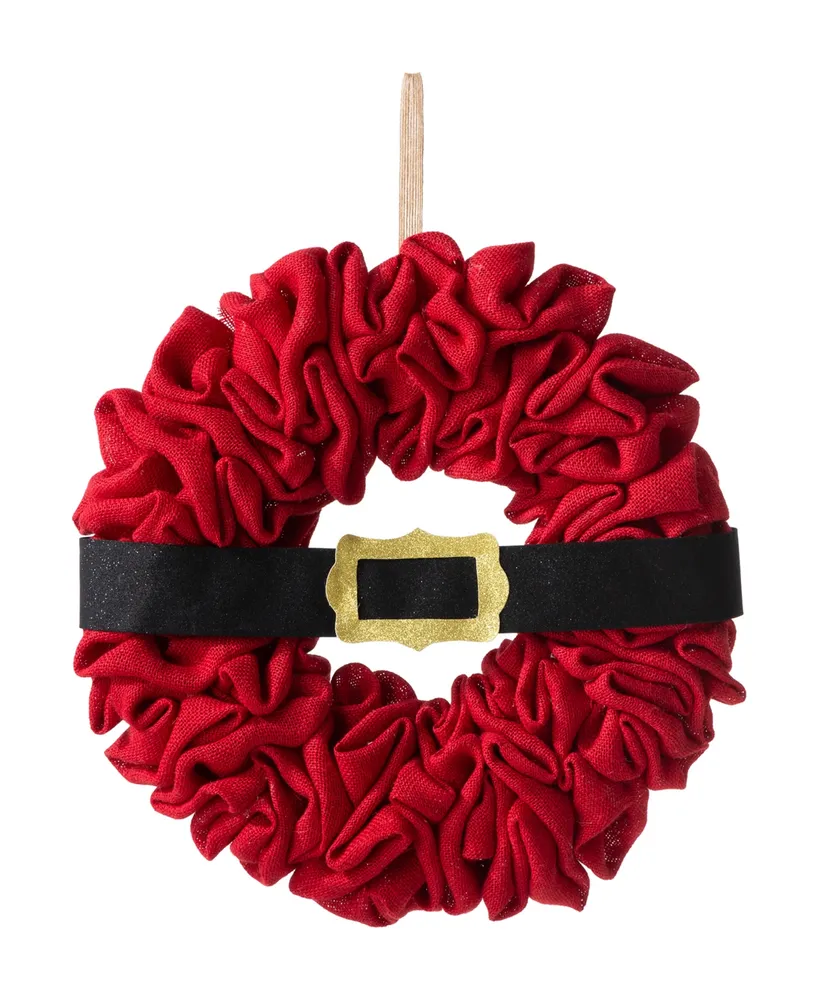 Glitzhome Christmas Belt Fabric Wreath, 18"