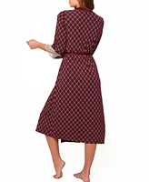 Women's Diamond Pattern Ultra Soft Knit Print Long Robe