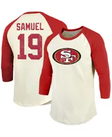 Men's Deebo Samuel Cream, Scarlet San Francisco 49Ers Vintage-Inspired Player Name Number Raglan 3/4 Sleeve T-shirt