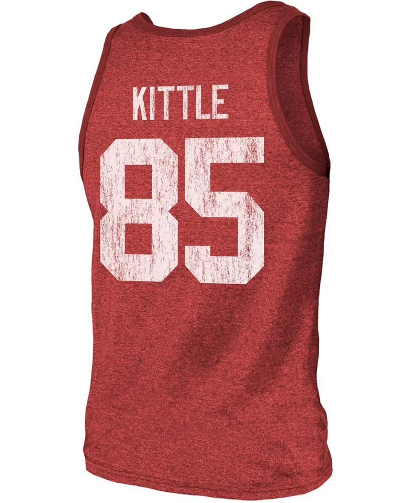 Men's George Kittle Scarlet San Francisco 49Ers Name Number Tri-Blend Tank Top