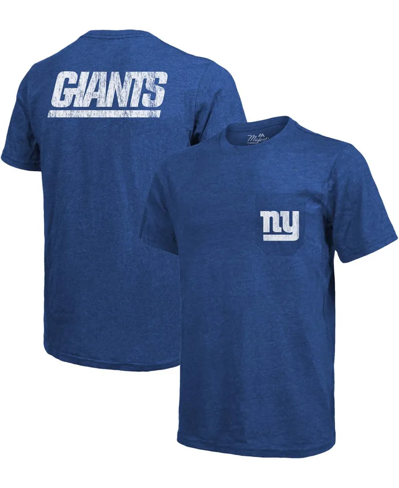 New York Giants Tri-Blend Pocket T-shirt - Heathered Royal