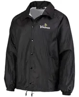 Men's Black Minnesota Vikings Coaches Classic Raglan Full-Snap Windbreaker Jacket