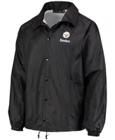 Men's Black Pittsburgh Steelers Coaches Classic Raglan Full-Snap Windbreaker Jacket