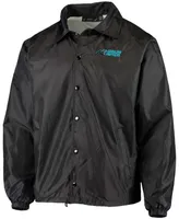 Men's Black Carolina Panthers Coaches Classic Raglan Full-Snap Windbreaker Jacket