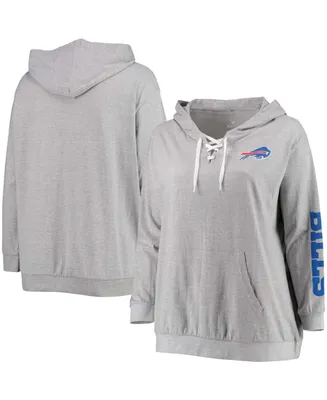 Women's Plus Heathered Gray Buffalo Bills Lace-Up Pullover Hoodie