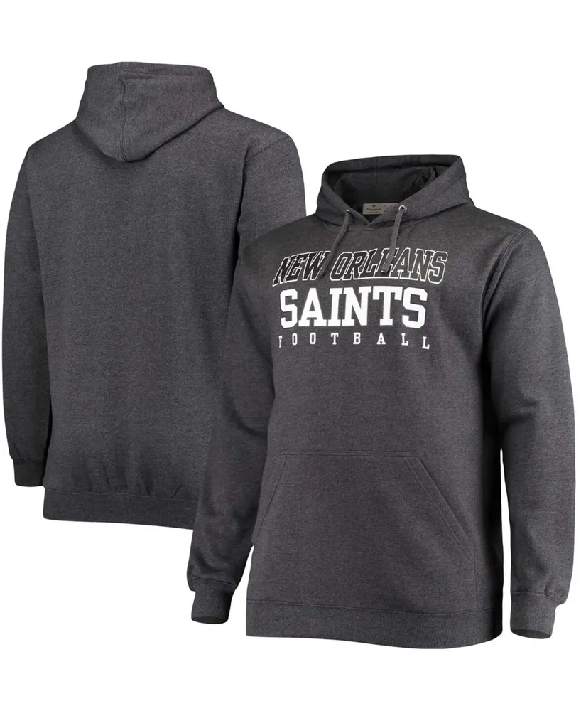 Men's Big and Tall Heathered Charcoal New Orleans Saints Practice Pullover Hoodie