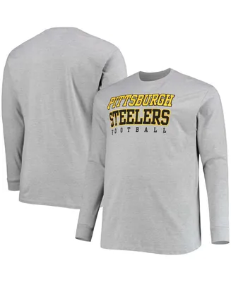 Men's Big and Tall Heathered Gray Pittsburgh Steelers Practice Long Sleeve T-shirt