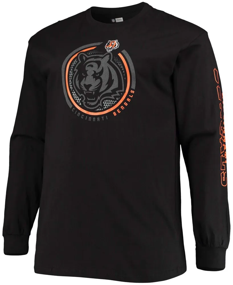 Men's Big and Tall Black Cincinnati Bengals Color Pop Long Sleeve T-shirt