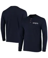 Men's Navy New England Patriots Maverick Thermal Henley Long Sleeve T-shirt