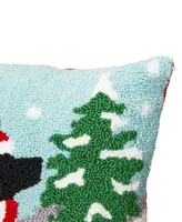 Glitzhome 2 Piece Hooked Christmas Dog Cat Pillow Set