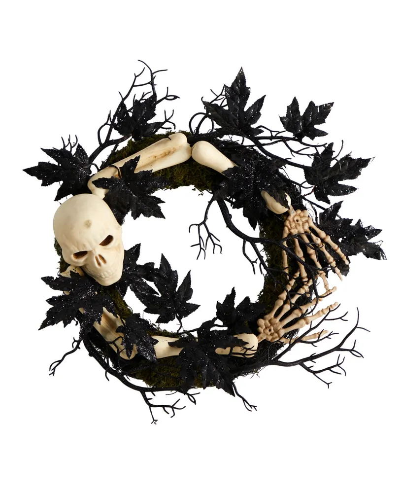 24" Halloween Skull and Bones Wreath