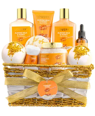 Lovery Almond Milk and Honey Home Spa Body Care Gift Set, 10 Piece