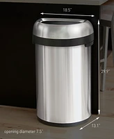 simplehuman Brushed Stainless Steel 60 Liter Semi Round Open Trash Can