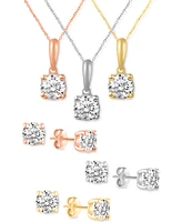 2-Pc. Set Diamond Solitaire Pendant Necklace & Matching Stud Earrings (5/8 ct. t.w.) in 14k Gold