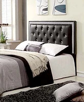 Maria Faux Leather Upholstered Headboard Tufted Crystals Rhinestone, Full/Queen