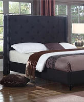 Valentina Piece Upholstered Linen Blend Wingback Platform Bed, California King