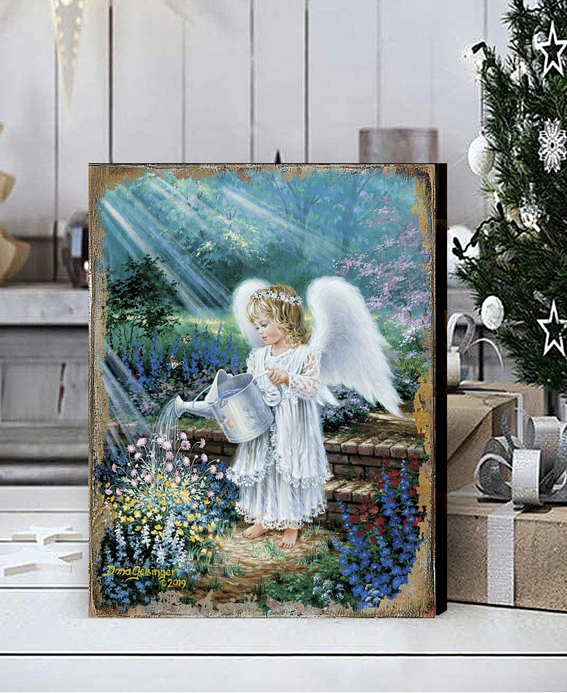 Designocracy Hodes An Angel's Gift Wood Handcrafted Wall Home Decor, 12" x 9"