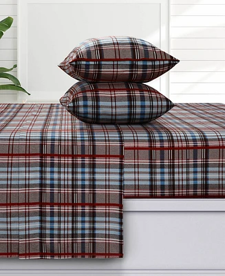 Azores Home Brentwood Plaid Extra Deep Pocket Flannel 3-Pc. Sheet Set, Twin
