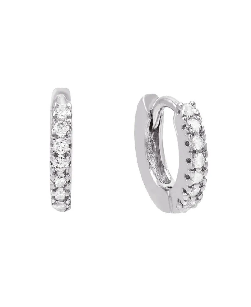 Cubic Zirconia Mini Huggie Earring in 14k Gold Plated Over Sterling Silver