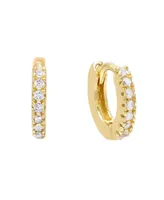 Cubic Zirconia Mini Huggie Earring 14k Gold Plated Over Sterling Silver