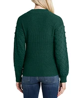 CeCe Women's Crewneck Bobble Detail Long Sleeve Sweater