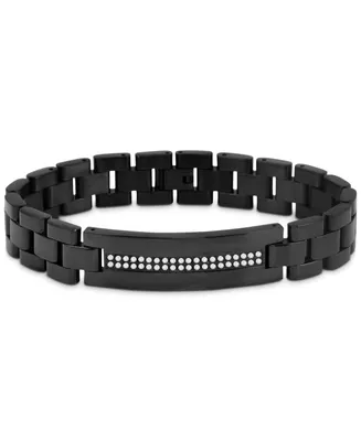 Men's Diamond Double Row Link Bracelet (1/2 ct. t.w.) in Black Ion-Plated Stainless Steel