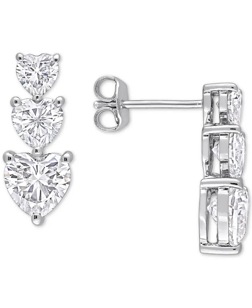 Lab-Grown Moissanite Graduated Heart Stud Earrings (3-1/2 ct. t.w.) in Sterling Silver