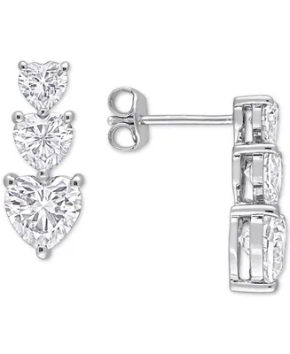 Lab-Created Moissanite Graduated Heart Stud Earrings (3-1/2 ct. t.w.) in Sterling Silver