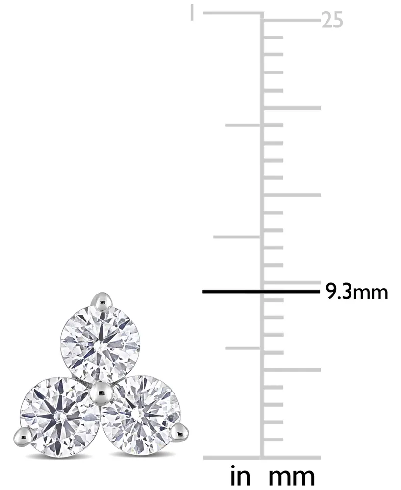 Lab-Created Moissanite Trillium Cluster Stud Earrings (2-1/6 ct. t.w.) in Sterling Silver