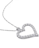 Lab-Grown Moissanite Heart 18" Pendant Necklace (2-2/5 ct. t.w.) in Sterling Silver