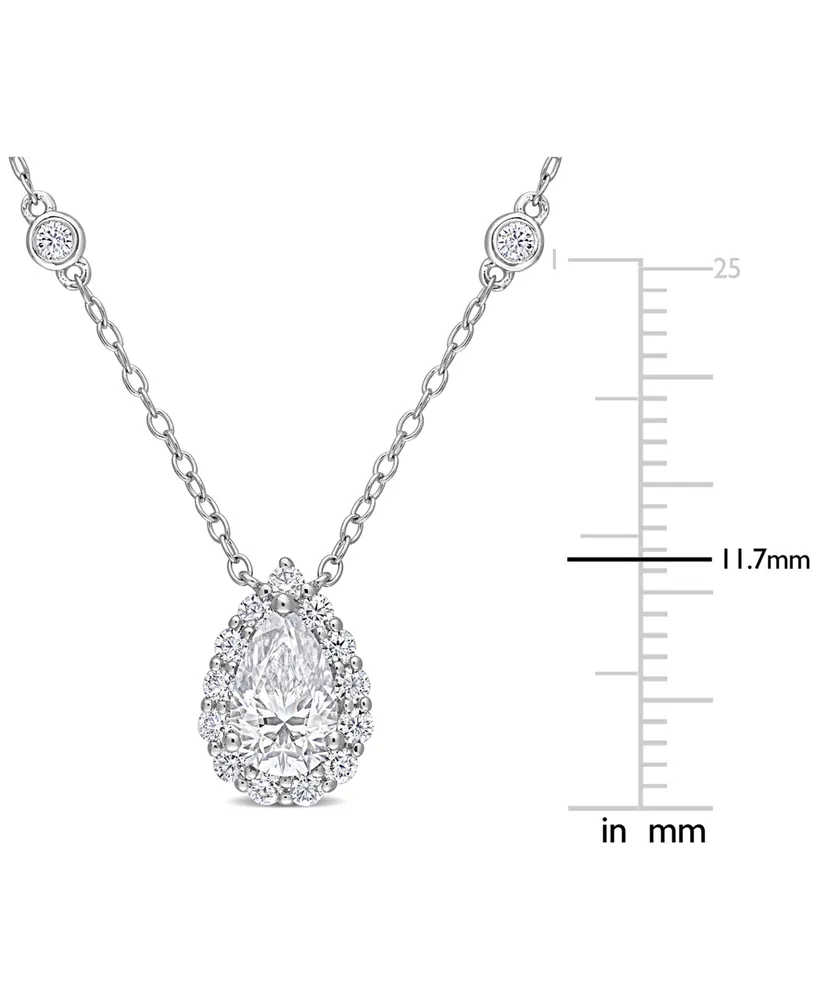 Lab-Grown Moissanite Teardrop Halo 18" Pendant Necklace (1-1/2 ct. t.w.) in Sterling Silver