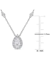 Lab-Grown Moissanite Teardrop Halo 18" Pendant Necklace (1-1/2 ct. t.w.) in Sterling Silver