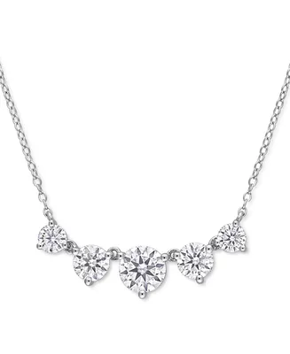 Lab-Grown Moissanite Graduated Five Stone 18" Statement Necklace (2-1/2 ct. t.w.) in Sterling Silver