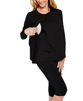 Women's Long Sleeve Pull Over Tulip Nursing Tee - Black Size: X Large Motherhood Maternity