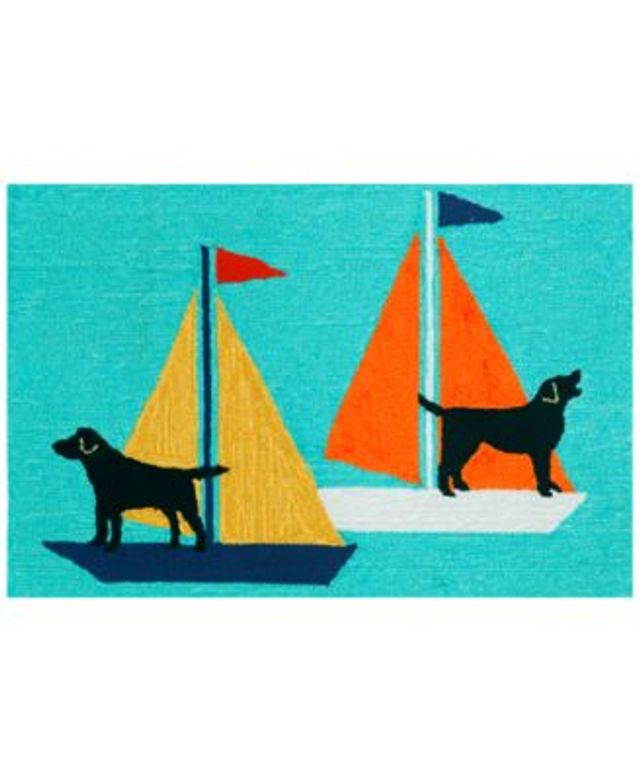 Liora Manne Front Porch Indoor Outdoor Sailing Dogs Area Rug