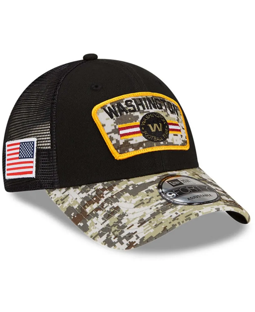 Men's New Era Black/Camo Carolina Panthers 2021 Salute To Service Trucker  9FORTY Snapback Adjustable Hat