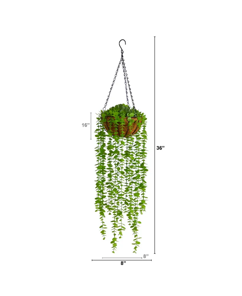 3' Eucalyptus Artificial Plant in Hanging Basket
