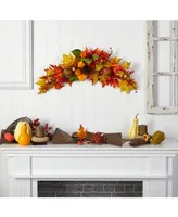 38" Autumn Maple Leaf Berry Artificial Swag