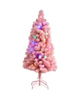 Holiday Frosted Cashmere Artificial Christmas Tree with 30 Jumbo Globe Led Lights, 4'