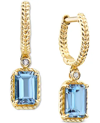 Effy London Blue Topaz (1-1/2 ct. t.w.) & Diamond Accent Drop Earrings in 14k Gold