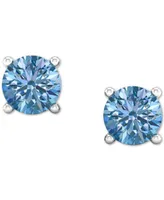 Forever Grown Diamonds Lab-Created Blue Diamond Solitaire Stud Earrings (1/2 ct. t.w.) in Sterling Silver