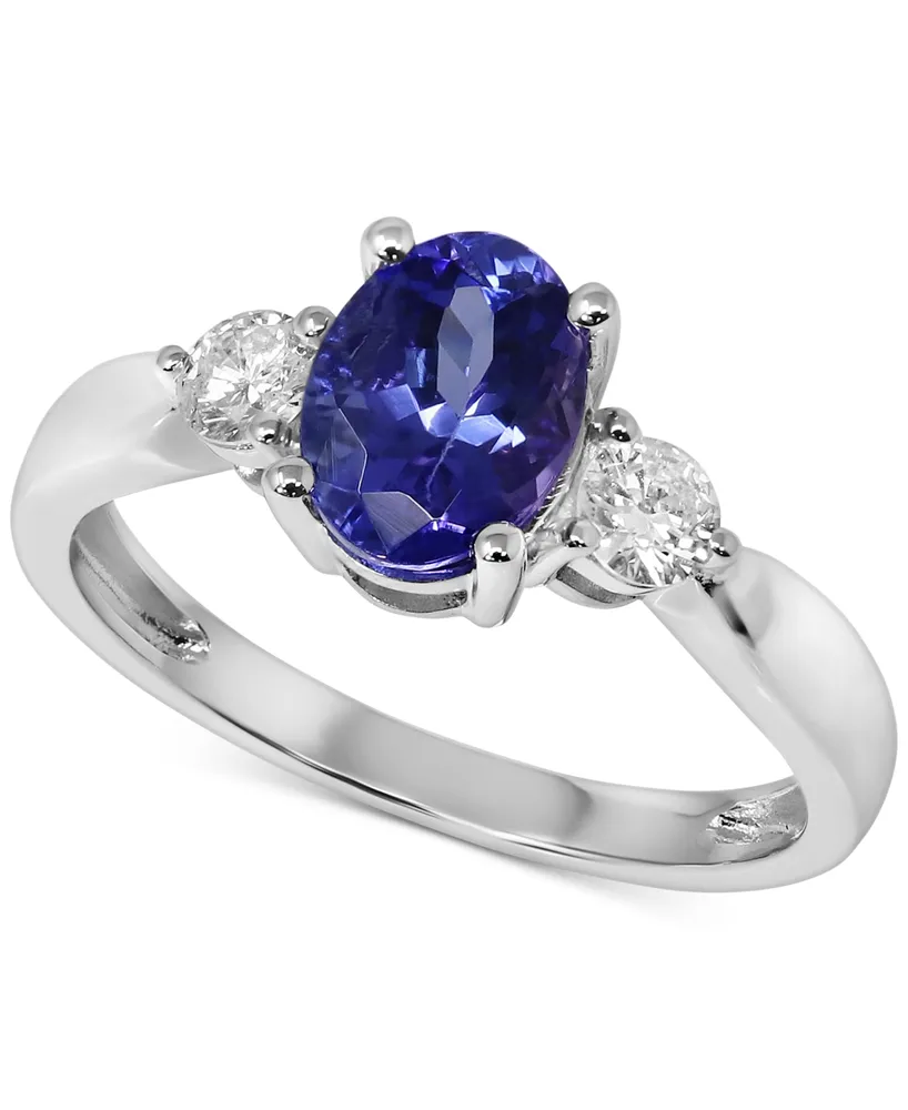 Tanzanite (1-1/2 ct. t.w.) & Diamond (1/4 ct. t.w.) Ring in 14k White Gold