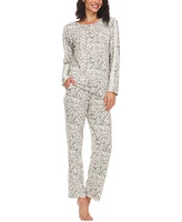 Flora by Nikrooz Erica Lace-Trim Printed Knit Pajama Set